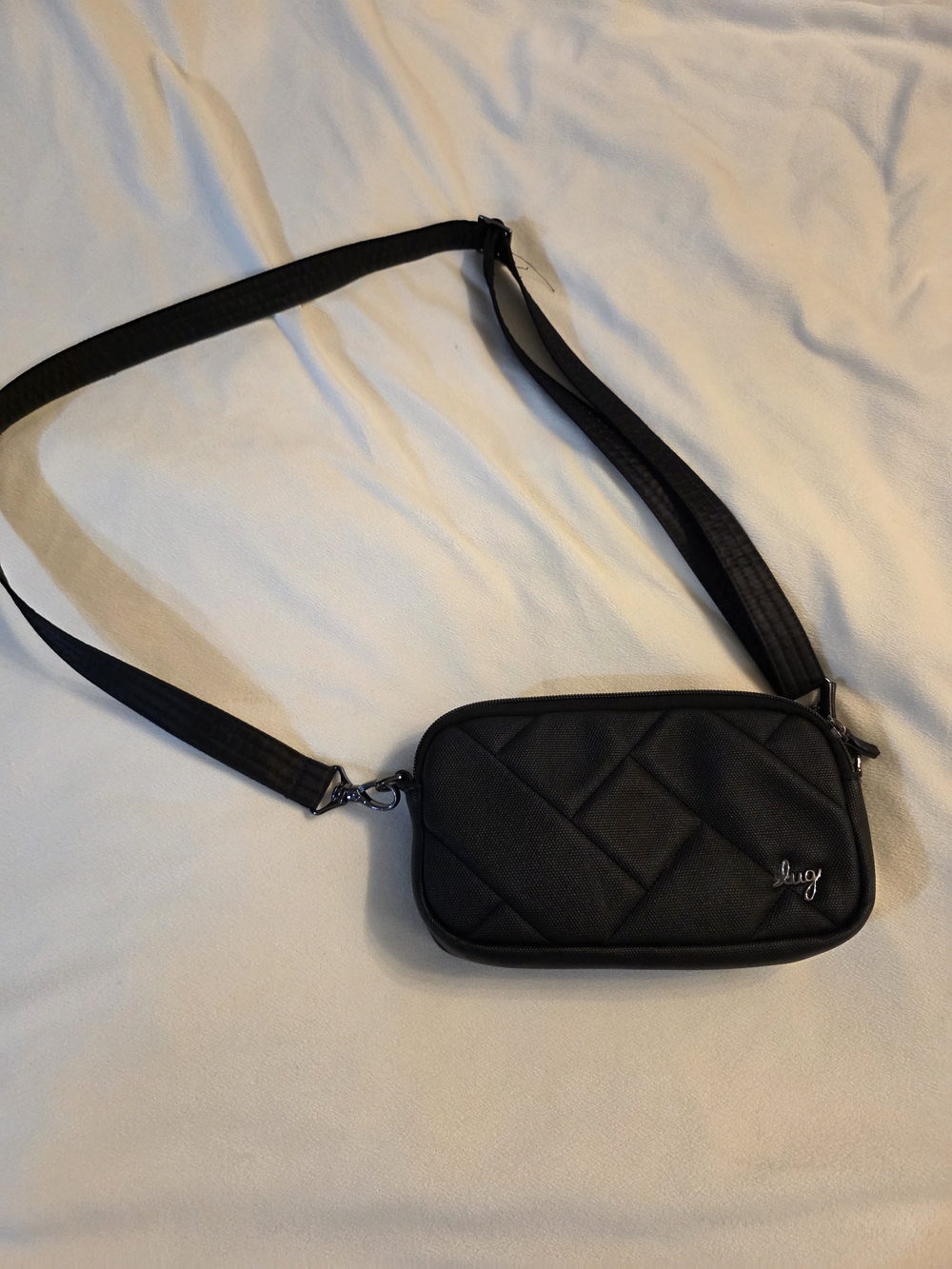 lug Black Quilted Crossbody with Adjustable Strap